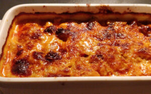 Fenchelgratin mit Tomaten, Roquefort und Chorizo